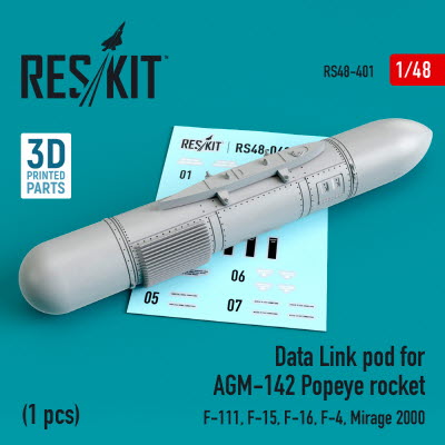 RS48-0401 1/48 Data Link pod for AGM-142 Popeye rocket (F-15, F-16, F-4, Mirage 2000, F-111) (1/48)