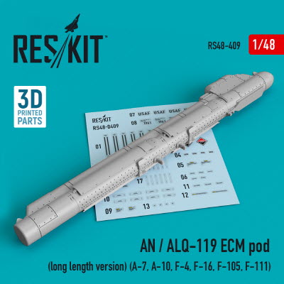 [사전 예약] RS48-0409 1/48 AN / ALQ-119 ECM pod (long length version) (A-7, A-10, F-4, F-16, F-105, F-111) (3D p
