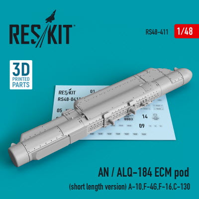 RS48-0411 1/48 AN / ALQ-184 ECM pod (short length version) (A-10,F-4G,F-16,C-130) (3D printing) (1/4