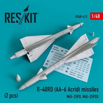 [사전 예약] RS48-0413 1/48 R-40RD (AA-6 Acrid) missiles (2 pcs) (MiG-25PD, MiG-25PDS) (1/48)
