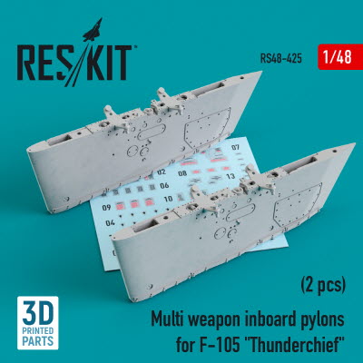 RS48-0425 1/48 Multi weapon inboard pylons for F-105 \"Thunderchief\" (2 pcs) (3D Printing) (1/48)