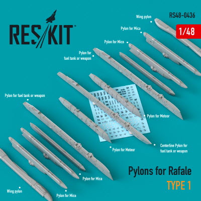 RS48-0436 1/48 Pylons for Rafale type 1 (1/48)