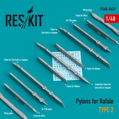 RS48-0437 1/48 Pylons for Rafale type 2 (1/48)