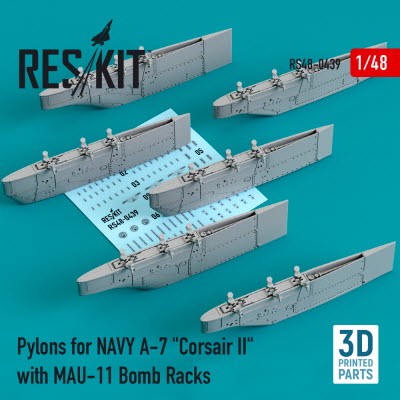 RS48-0439 1/48 Pylons for NAVY A-7 \"Corsair II\" with MAU-11 Bomb Racks (3D Printing) (1/48)
