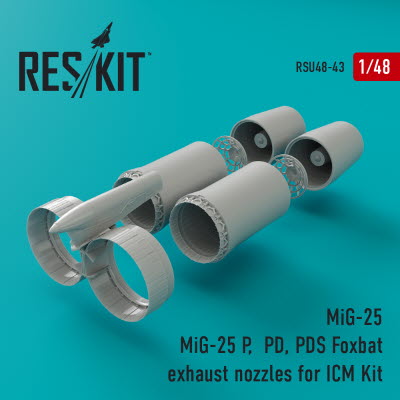 RSU48-0043 1/48 MiG-25 (P, PD, PDS) exhaust nozzles for ICM kit (1/48)
