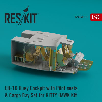 [사전 예약] RSU48-0051 1/48 UH-1D Huey Cockpit with Pilot seats & Cargo Bay Set for KittyHawk kit (1/48)