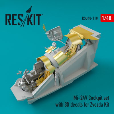 RSU48-0118 1/48 Mi-24V Cockpit set with Kelik 3D decals for Zvezda kit (1/48)