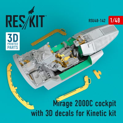 RSU48-0142 1/48 Mirage 2000C cockpit with 3D decals for Kinetic kit (1/48)