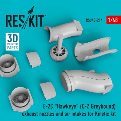 RSU48-0214 1/48 E-2C \"Hawkeye\" (C-2 Greyhound) exhaust nozzles and air intakes for Kinetic kit (3D P