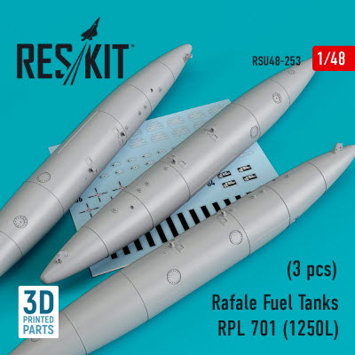 RSU48-0253 1/48 Rafale Fuel Tanks RPL 701 (1250L) (3 pcs) (3D printing) (1/48)