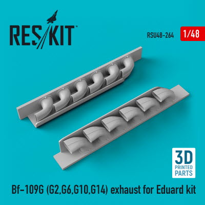 RSU48-0264 1/48 Bf-109G (G2,G6,G10,G14) exhaust for Eduard kit (3D printing) (1/48)