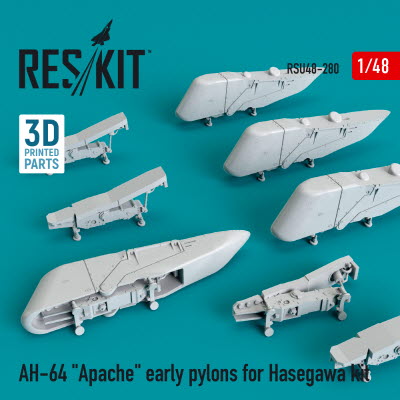 RSU48-0280 1/48 AH-64 \"Apache\" early pylons for Hasegawa kit (3D Printing) (1/48)