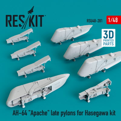 RSU48-0281 1/48 AH-64 \"Apache\" late pylons for Hasegawa kit (3D Printing) (1/48)