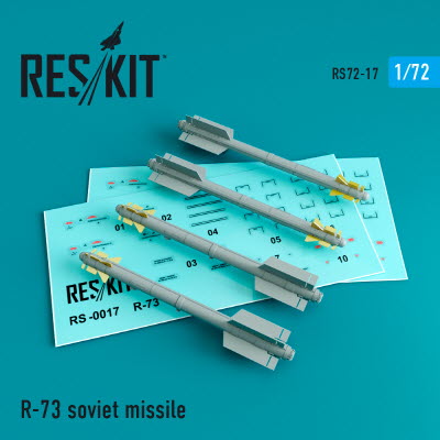 RS72-0017 1/72 R-73 soviet missiles (4 pcs) (Su-27/30/33/34/35/37 MiG-29) (1/72)