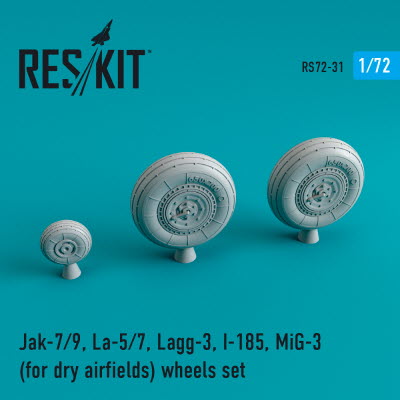RS72-0031 1/72 Jak-7/9, La-5/7, Lagg-3, I-185, MiG-3 wheels set for dry airfields (1/72)