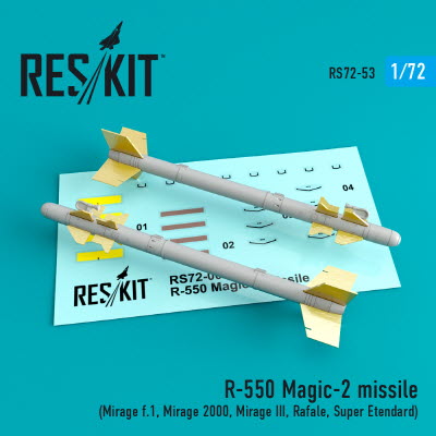 RS72-0053 1/72 R-550 Magic-2 missiles (4 pcs) (Mirage f.1, Mirage 2000, Mirage III, Rafale, Super Et