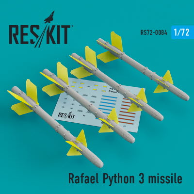 RS72-0084 1/72 Python 3 missiles (4 pcs) (IAI Kfir, F-15C/I, F-16I, JF-17, MiG-211, Mirage F.1) (1/7