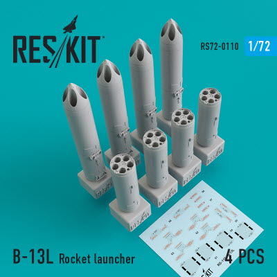 RS72-0110 1/72 B-13L Rocket launchers (4 pcs) (Su-17/24/25/30/34, MiG-27/29, YAK-130) (1/72)