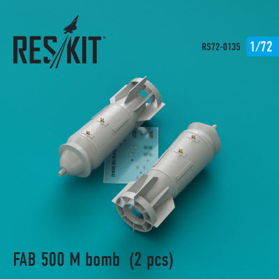 RS72-0135 1/72 FAB 500 M bombs (2 pcs) (Su-17, Su-22, Su-24, Su-25, Su-34) (1/72)