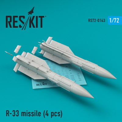 [사전 예약] RS72-0143 1/72 R-33 missiles (4 pcs) (MiG-31) (1/72)