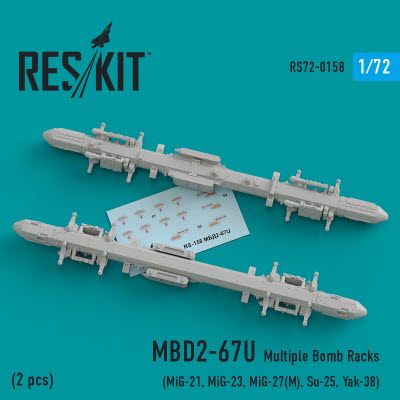 RS72-0158 1/72 MBD2-67U Multiple Bomb Racks (2 pcs) (MiG-21, MiG-23, MiG-27(М), MiG-29К, Su-25, Yak-