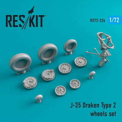[사전 예약] RS72-0224 1/72 J-35 "Draken" wheels set type 2 (1/72)
