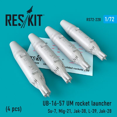 [사전 예약] RS72-0228 1/72 UB-16-57 UM rocket launchers (4 pcs) Su-7, MiG-21, Jak-38, L-39, Jak-28 (1/72)