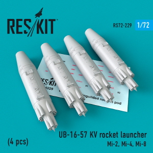 RS72-0229 1/72 UB-16-57 KV rocket launchers (4 pcs) Mi-2, Mi-4, Mi-8 (1/72)