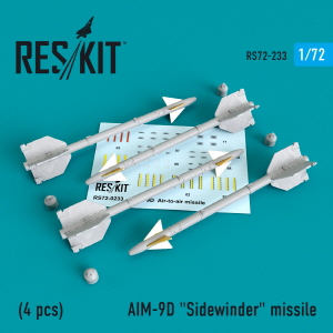RS72-0233 1/72 AIM-9D Sidewinder missiles (4 pcs) (A-4, A-6, A-7, F-4, F-8, F-100, F-104, F-105, Mir