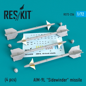 RS72-0236 1/72 AIM-9L Sidewinder missiles (4 pcs) (F-4, F-5, F-15, F-16, F-18, F-22, F-111, Harrier,