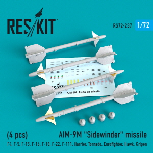 RS72-0237 1/72 AIM-9M Sidewinder missiles (4 pcs) (F-4, F-5, F-15, F-16, F-18, F-22, F-111, Harrier,