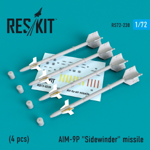 RS72-0238 1/72 AIM-9P Sidewinder missiles (4 pcs) (F-4, F-5, F-16, F-15, F-14, Mirage F.1, Harrier,
