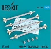 RS72-0239 1/72 AIM-9X Sidewinder missiles (4 pcs) (F-15, F-16, F-18, F-35) (1/72)