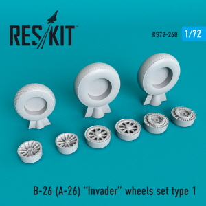 RS72-0260 1/72 B-26 (A-26) \"Invader\" type 1 wheels set (1/72)
