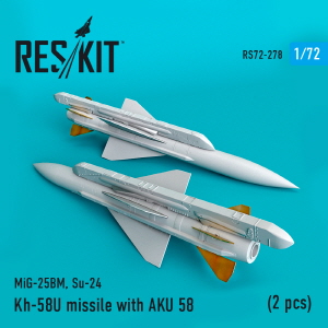 [사전 예약] RS72-0278 1/72 Kh-58U missileswith AKU 58 (2 pcs) (MiG-25BM, Su-24) (1/72)