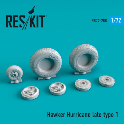 RS72-0288 1/72 Hawker Hurricane wheels set late type 1 (weighted)(1/72)