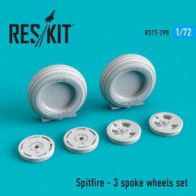 RS72-0298 1/72 Spitfire (3 spoke) wheels set (1/72)