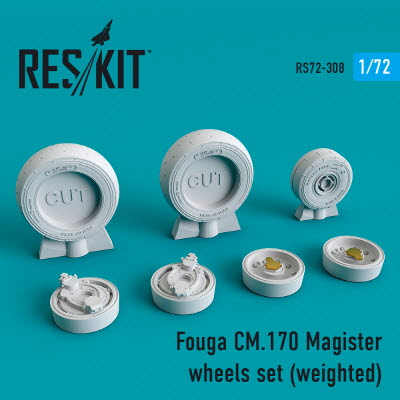 RS72-0308 1/72 Fouga CM.170 Magister wheels set (weighted) (1/72)