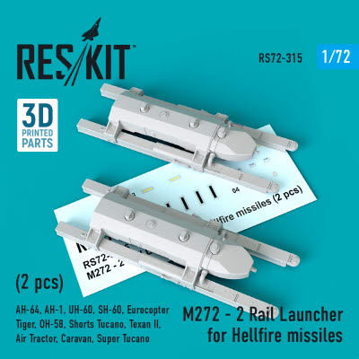RS72-0315 1/72 M272 - 2 Rail Launcher for Hellfire missiles (2 pcs) (AH-64, AH-1, UH-60, SH-60, Euro