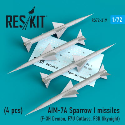 RS72-0319 1/72 AIM-7A Sparrow I missiles (4pcs) (F-3H Demon, F7U Cutlass, F3D Skynight) (1/72)