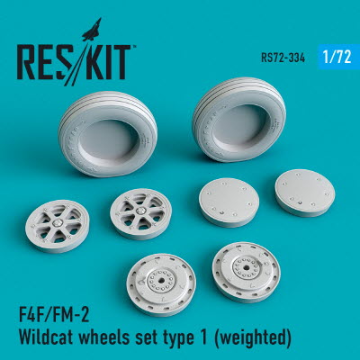 RS72-0334 1/72 F4F/FM-2 \"Wildcat\" wheels set type 1 (weighted) (1/72)