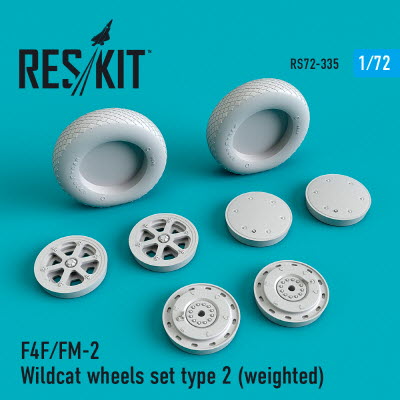 RS72-0335 1/72 F4F/FM-2 \"Wildcat\" wheels set type 2 (weighted) (1/72)