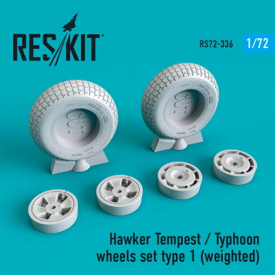 RS72-0336 1/72 Hawker Tempest/Typhoon wheels set type 1 (weighted) (1/72)