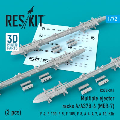 RS72-0341 1/72 Multiple ejector racks A/A37B-6 (MER-7) (3 pcs) (F-4, F-100, F-5, F-105, F-8, A-4, A-