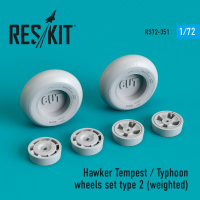 RS72-0351 1/72 Hawker Tempest/Typhoon wheels set type 2 (weighted) (1/72)