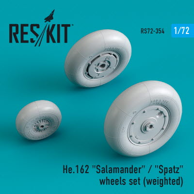 [사전 예약] RS72-0354 1/72 He.162 \"Salamander\" / \"Spatz\" wheels set (weighted) (1/72)