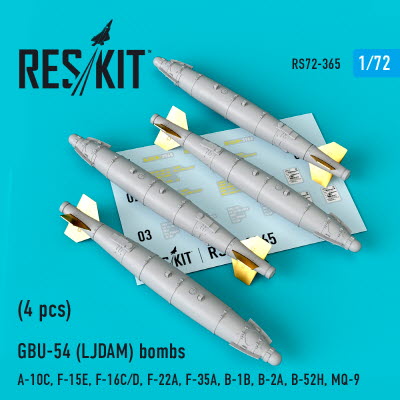 RS72-0365 1/72 GBU-54 (LJDAM) bombs (4 pcs) (A-10C, F-15E, F-16C/D, F-22A, F-35A, B-1B, B-2A, B-52H,