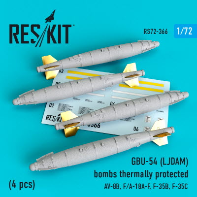 RS72-0366 1/72 GBU-54 (LJDAM) bombs thermally protected (4 pcs) (AV-8B, F/A-18A-F, F-35B, F-35C) (1/