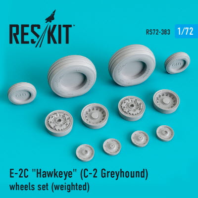 RS72-0383 1/72 E-2C \"Hawkeye\" (C-2 Greyhound) wheels set (weighted) (1/72)