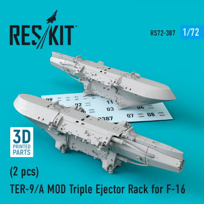 RS72-0387 1/72 TER-9/A MOD Triple Ejector Rack for F-16 (2 pcs) (3D Printing) (1/72)